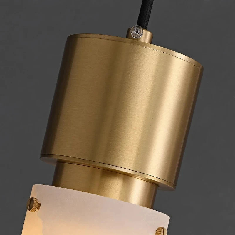 lustre en marbre naturel avec cordon réglable en laiton - vue 5 sur 7