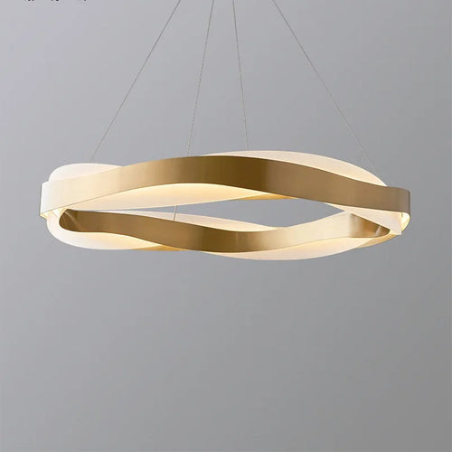lustre moderne design anneau doré suspension nordique éclairage intérieur - vue 2 sur 11