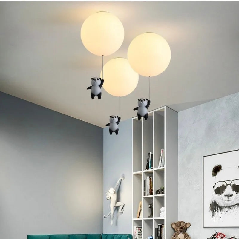 lustre moderne ours panda led pour enfants - vue 6 sur 25