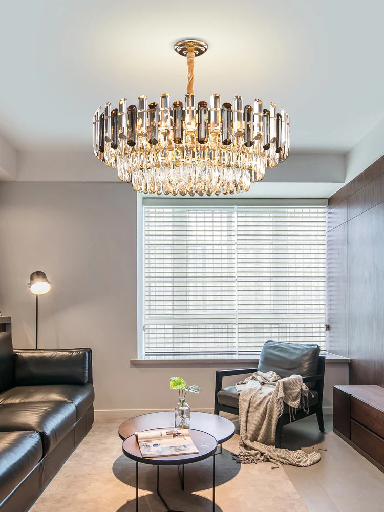 Modern minimalist style K9 crystal LED restaurant chandelier, Nordic designer living room luxury home decoration chandelier - vue 3 sur 11