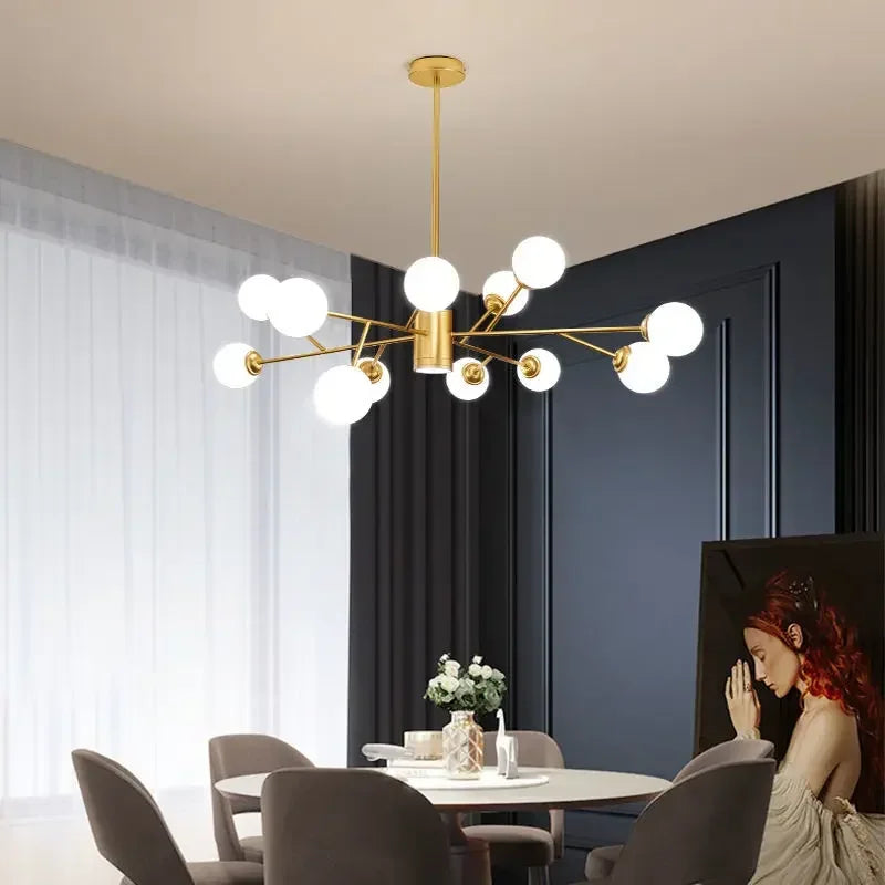 lustre nordique à led avec boule de verre pour luminaires suspendus - vue 4 sur 14