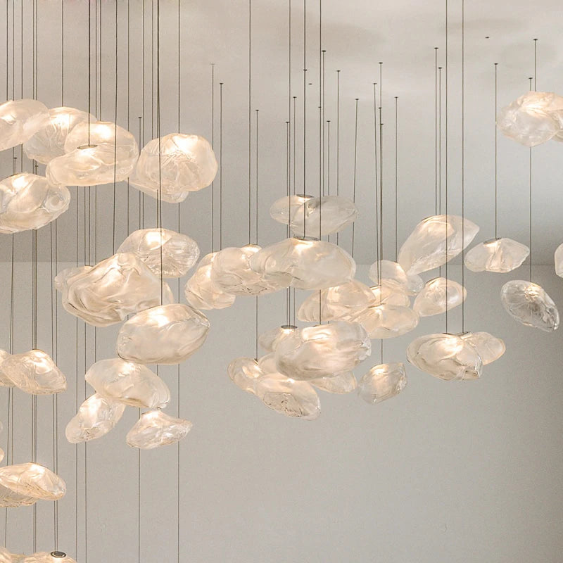 lustre en verre design créatif nuage luminaire décoratif d'intérieur pour villa