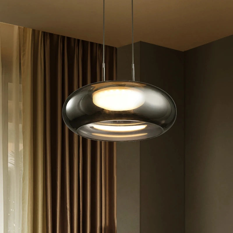 lampe led suspendue nordique en verre pour décoration intérieure cordon réglable - vue 3 sur 8