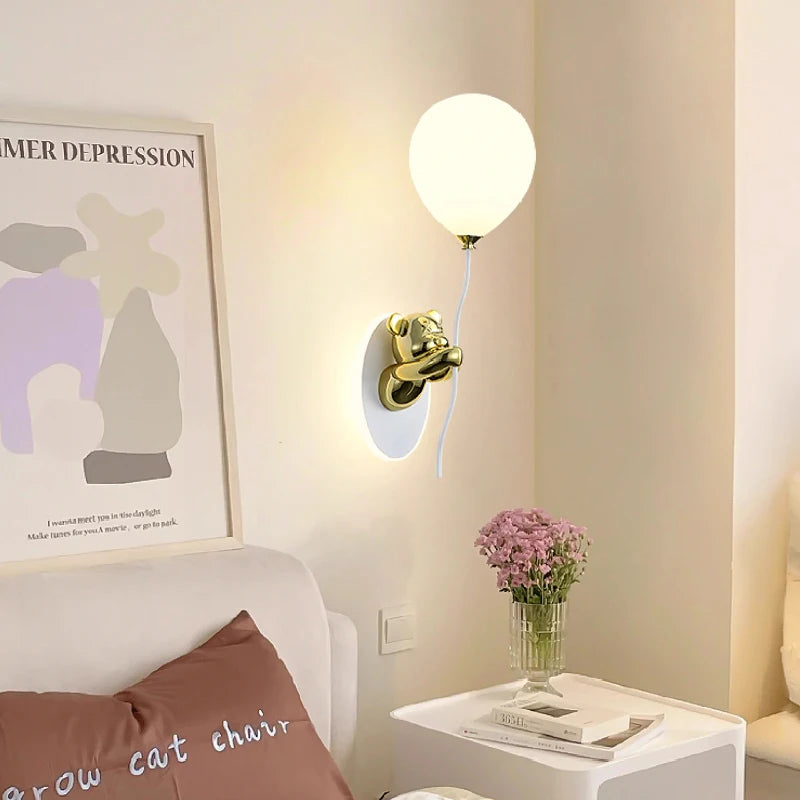 applique murale ours doré en verre lampe LED décoration chambre enfant - vue 4 sur 16