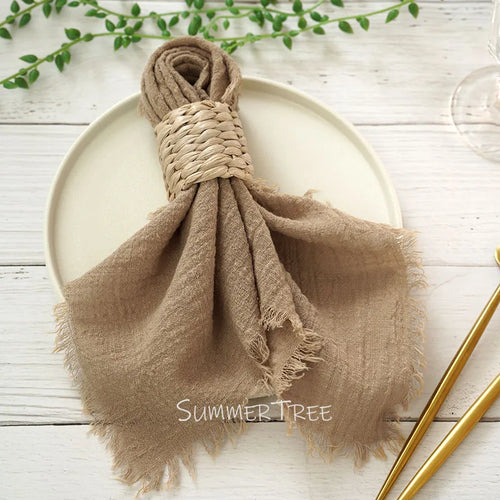 Serviette de table gaze coton rustique lot 12