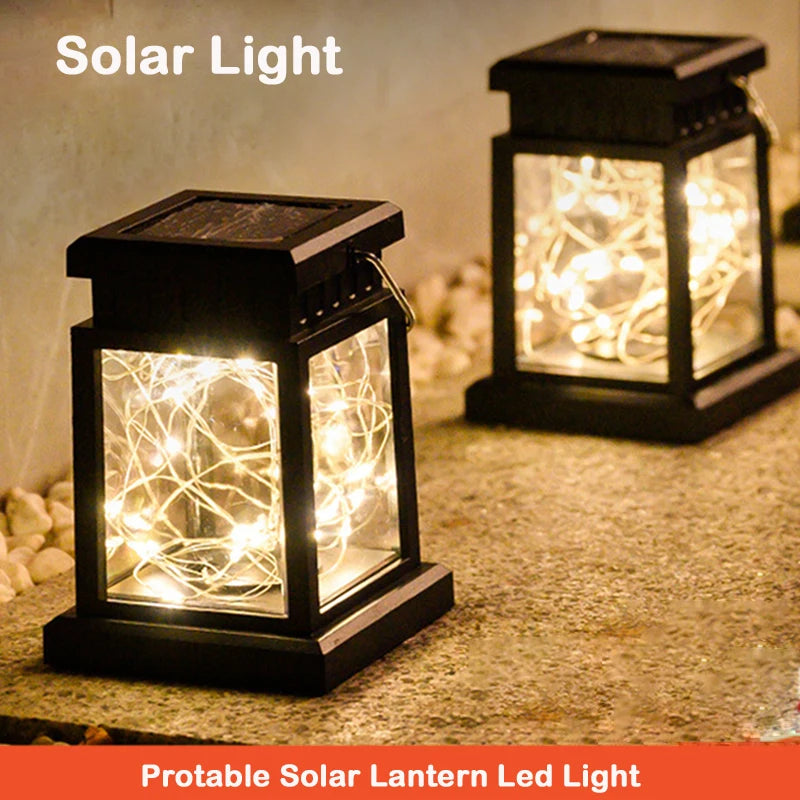 lampe solaire lanterne led étanche pour jardin et extérieur - vue 3 sur 9