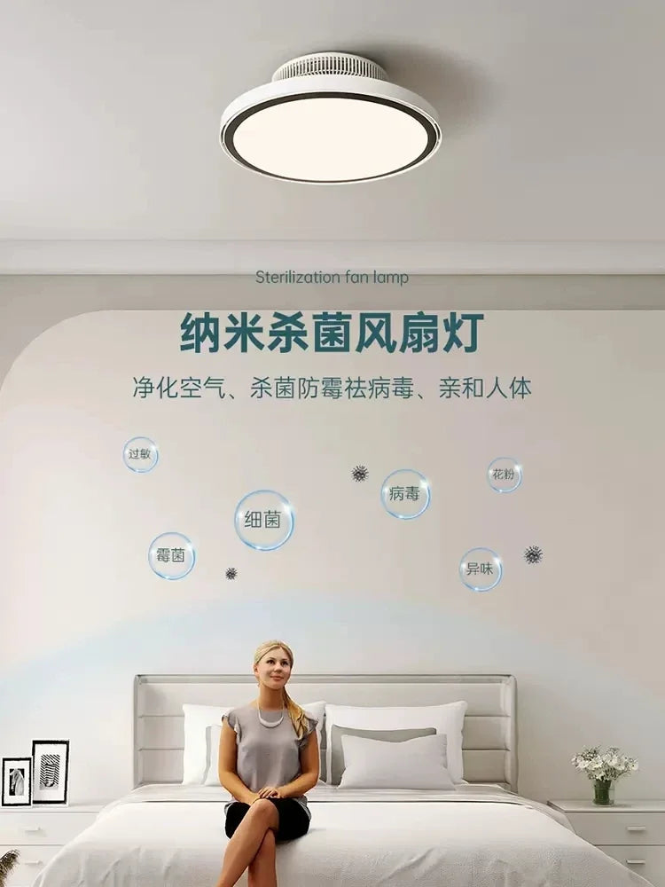 ventilateur de plafond moderne avec éclairage led réglable et stérilisation - vue 3 sur 7