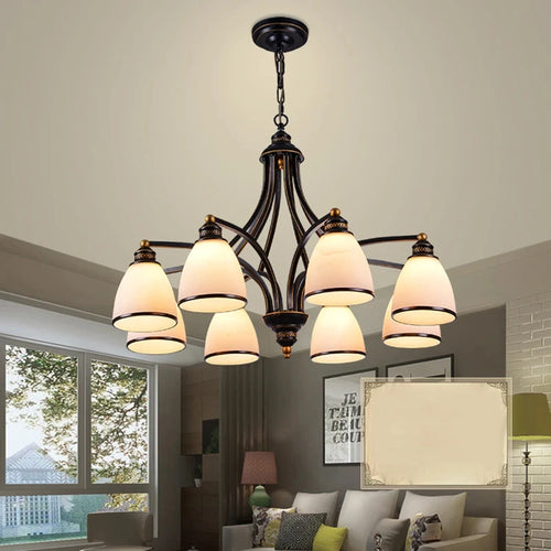 lustre vintage en fer et bronze style loft avec abat jour en verre - vue 2 sur 14