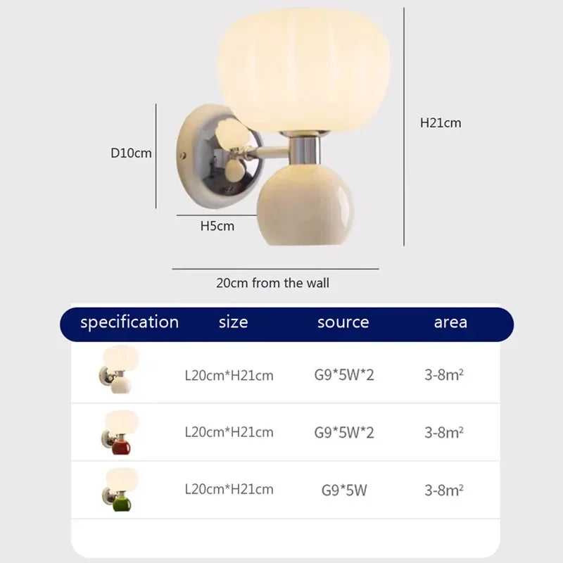Applique murale LED modernes crème brise citrouille appliques G9 ampoule pour chambre chevets étude salon couloir salle à manger éclairage - vue 5 sur 9