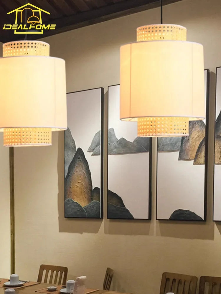 suspension en rotin tissé japonais style wabi-sabi décorative pour intérieur - vue 11 sur 27