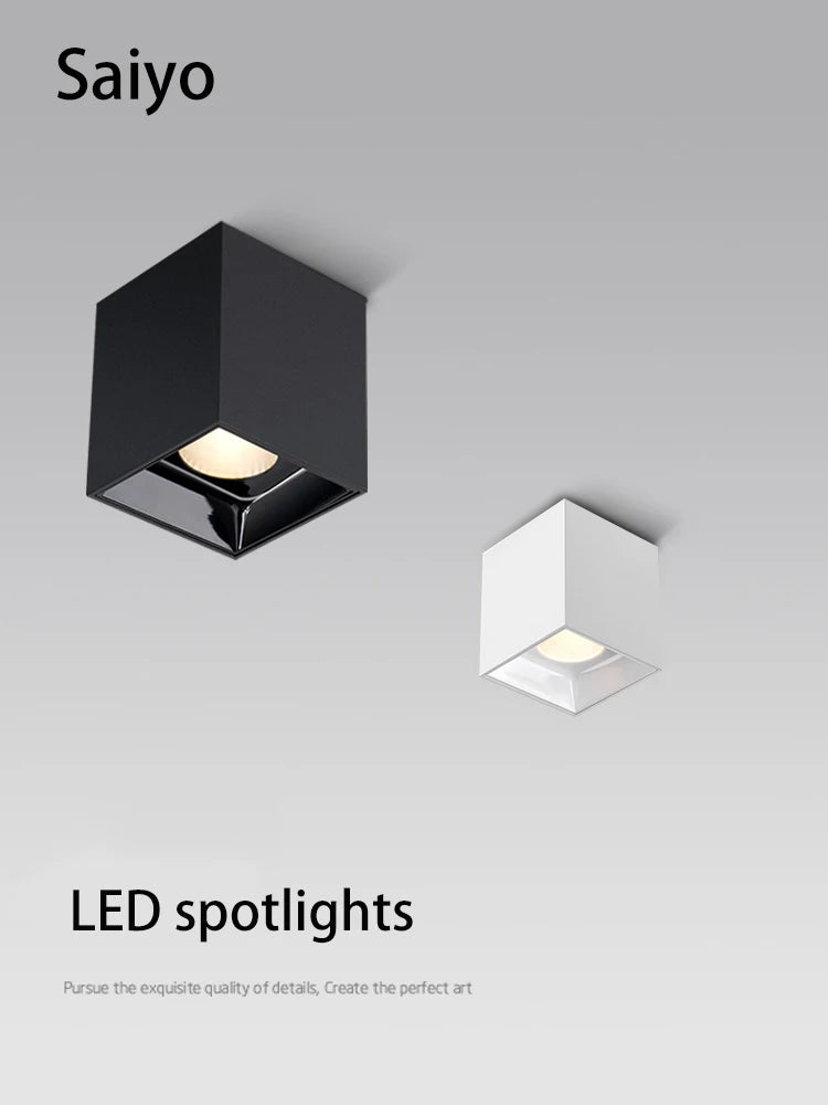 projecteur led carré surface montée lumière cob foco aluminium - vue 2 sur 14