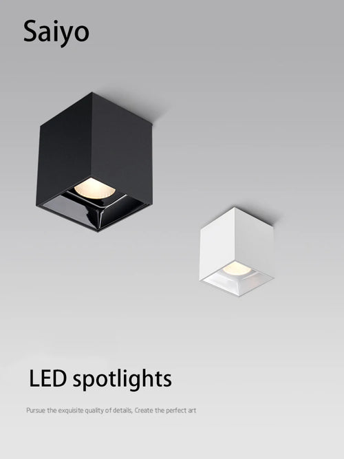 projecteur led carré surface montée lumière cob foco aluminium