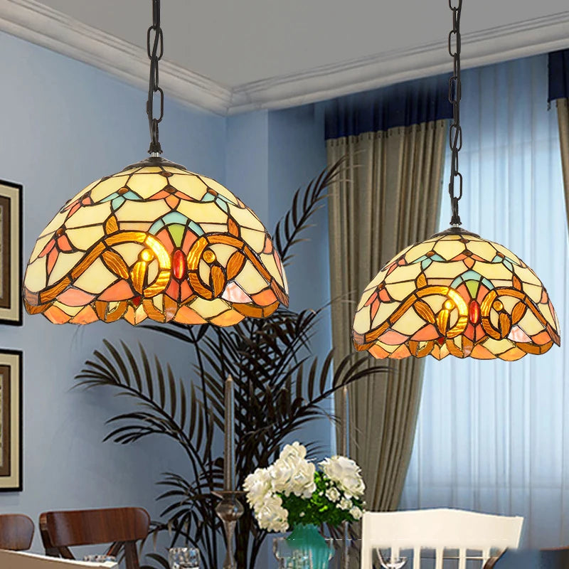 lustre rétro en verre teinté style méditerranéen pour restaurant et hall - vue 3 sur 18