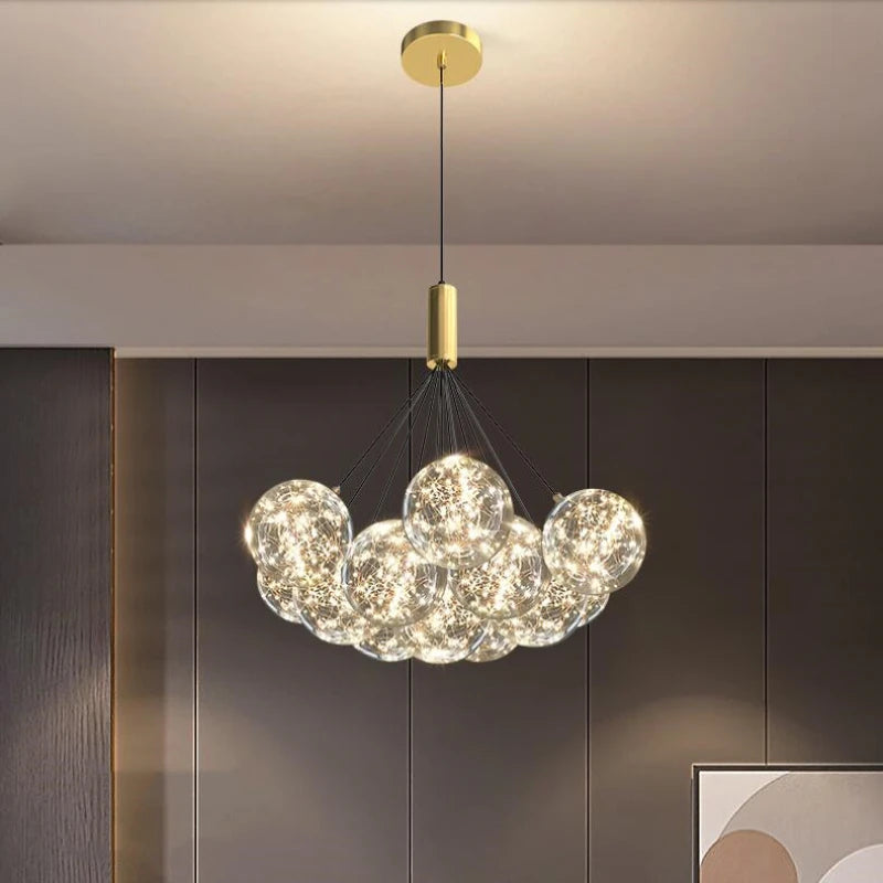 lustre boule à bulles en verre pour éclairage romantique moderne - vue 6 sur 11