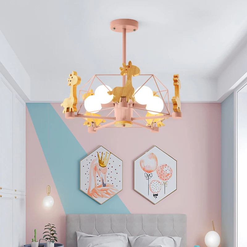 lustre en bois nordique lampe animal pour chambre enfant - vue 4 sur 9