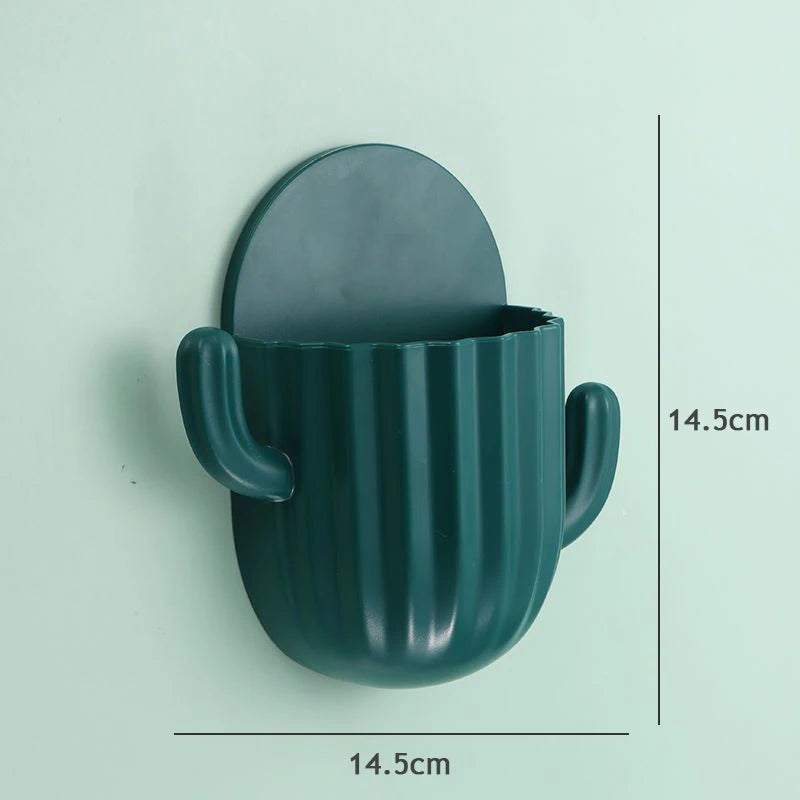 support mural auto-adhésif pour rangement de brosse et dentifrice cactus - vue 7 sur 10