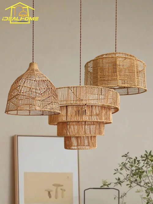 suspension en corde de chanvre style wabi-sabi pour intérieur élégant