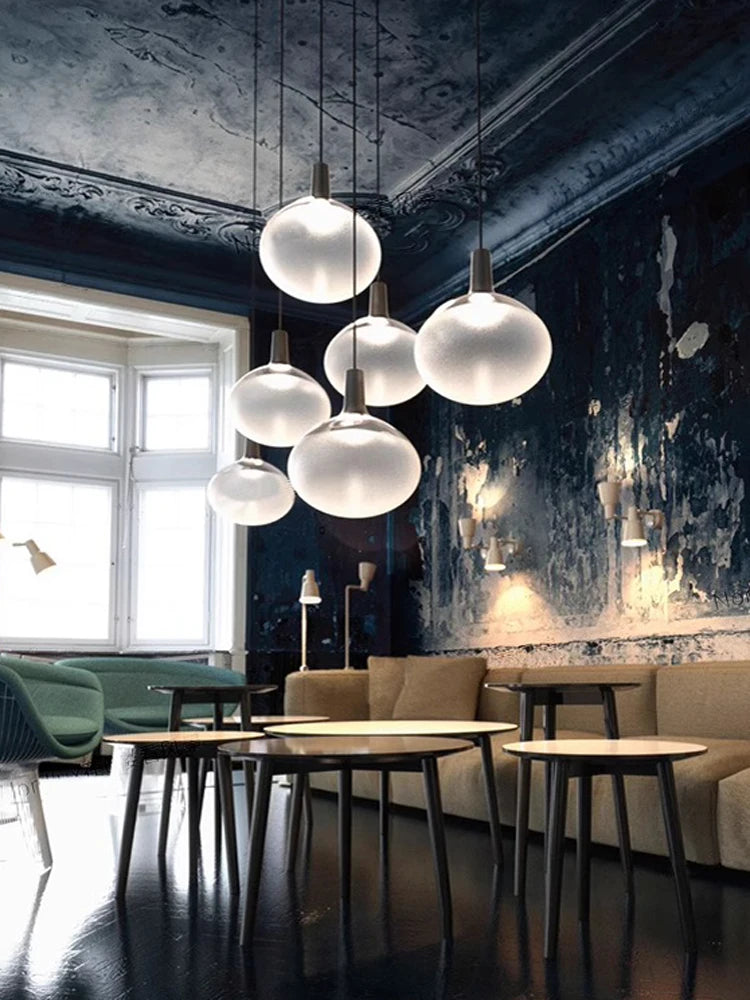 lustre en verre mat éclairage moderne pour intérieur design - vue 3 sur 9