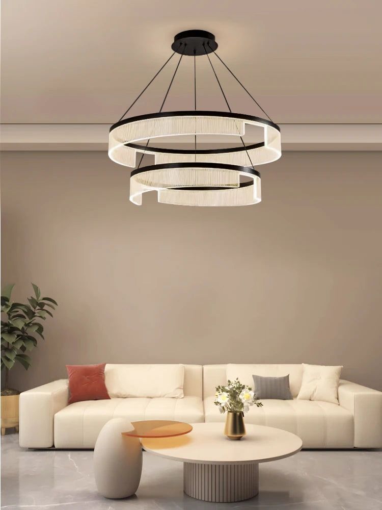 Circular Acrylic Living Room Pendant Light, Pendant Lamp Chandelier, Hanging Light Fittings, Hanging Light Pendant Lamp - vue 4 sur 10