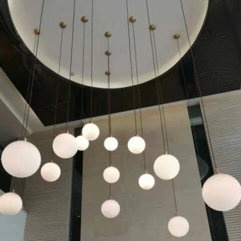 Lampe Suspension Globe Verre Blanc
