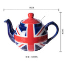Théière céramique motif drapeau peint main infuseur acier