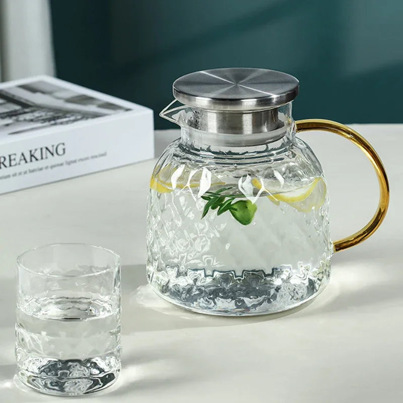 pichet en verre transparent résistant avec poignée design