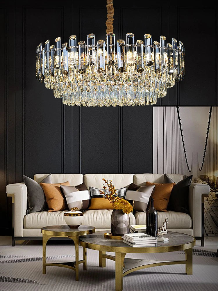 Modern minimalist style K9 crystal LED restaurant chandelier, Nordic designer living room luxury home decoration chandelier - vue 6 sur 11
