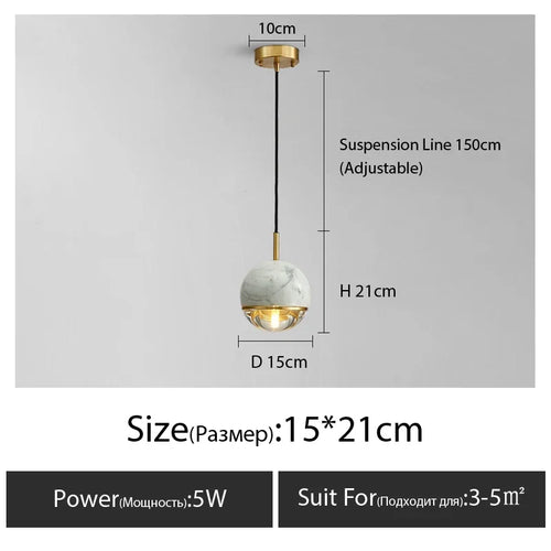 lustre en marbre moderne pour intérieur élégant design nordique - vue 17 sur 24