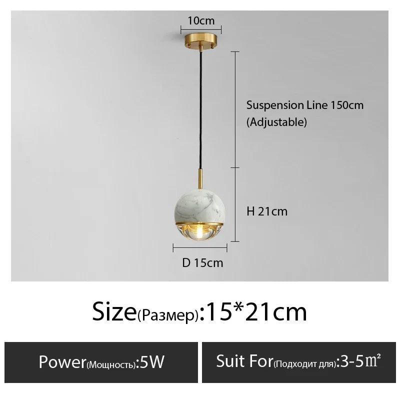 lustre en marbre moderne pour intérieur élégant design nordique - vue 17 sur 24