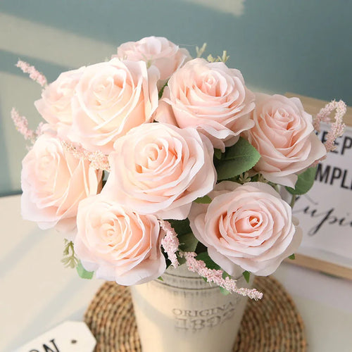 bouquet de roses artificielles en soie pour décoration et mariage - vue 12 sur 12