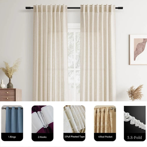 Voilage effet lin extra long fenêtres plafond haut - vue 6 sur 10