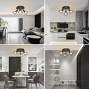 Spot de Plafond 3 Voies Rotatif - Spot Plafond Noir/Blanc Plafonniers E14 - Spot Luminaires Fil Cage Mur