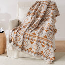 plaid tricoté géométrique bohème avec pompons doux chaud