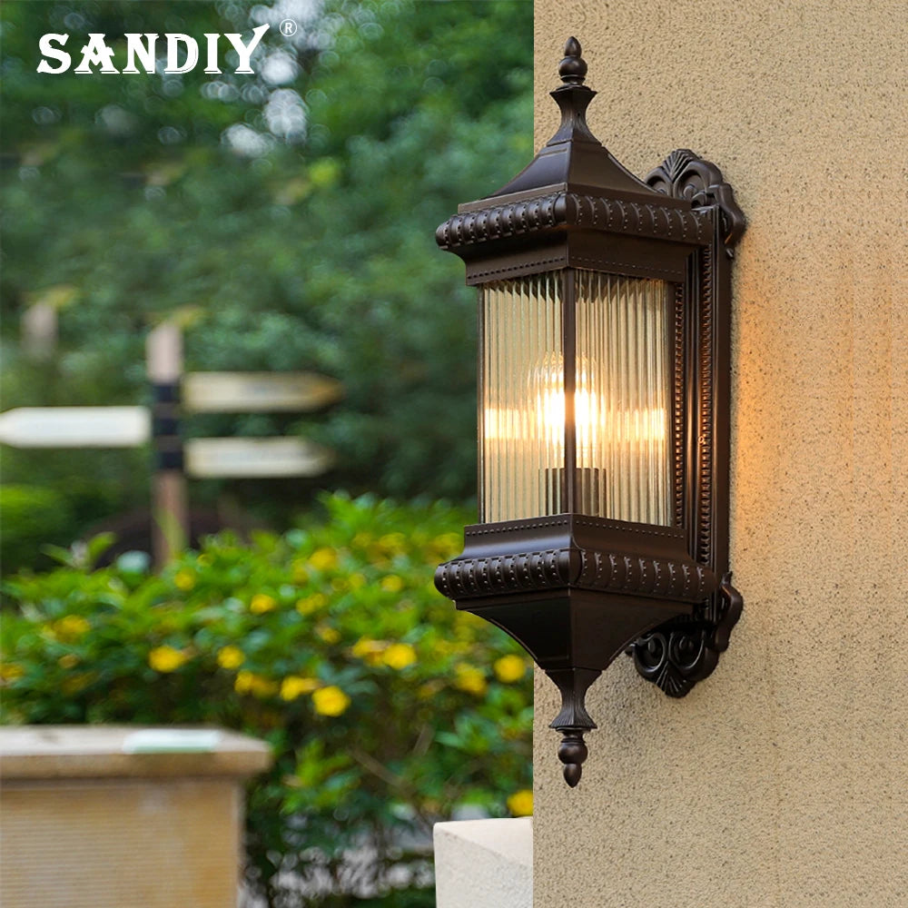 SANDIY Vintage applique extérieure rétro porche lampe Europe Villa applique étanche extérieur jardin cour Luminaire café E26/E27 - vue 4 sur 8