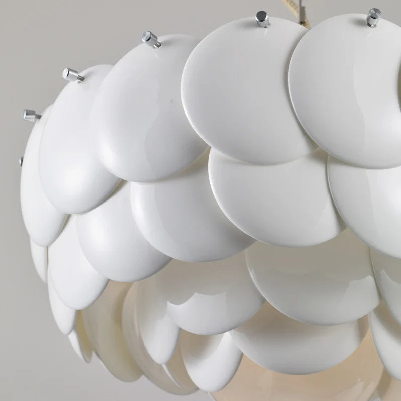 lustre moderne en céramique avec suspension en verre led - vue 4 sur 8