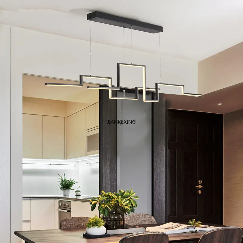 lustre led design réglable suspension pour intérieur maison - vue 6 sur 9