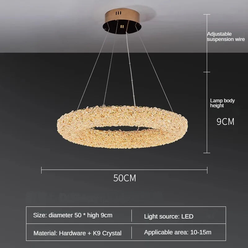 lustre en cristal k9 design élégant pour éclairage moderne - vue 9 sur 13