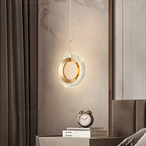 Anneau nordique suspension LED lumières intérieur lampe suspendue décor de chambre pour chevet chambre salon moderne suspension - vue 7 sur 12