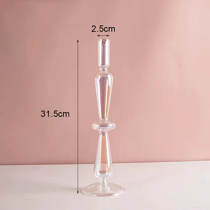 bougeoir en verre décoratif à rayures coniques pour événements festifs - vue 21 sur 30
