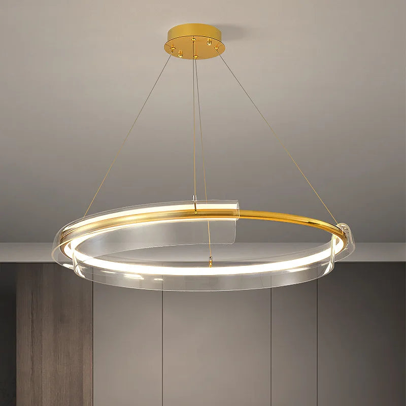 lustre design led de luxe avec anneau simple dimmable