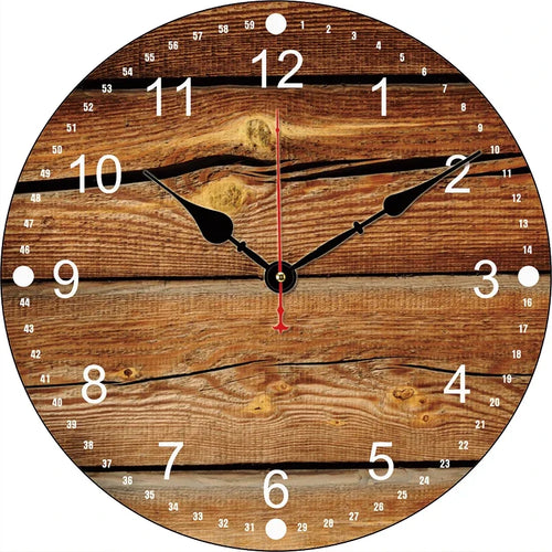 horloge murale vintage en bois décorative et silencieuse