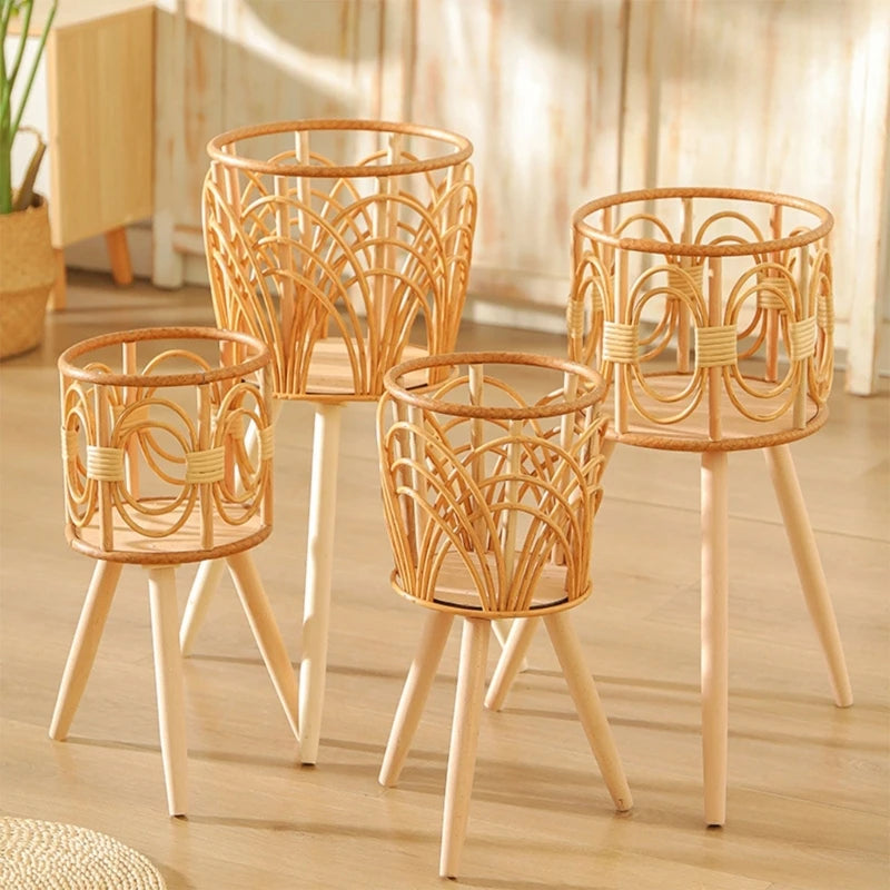 pot en rotin tressé pour plantes et fleurs décoratif et pratique - vue 7 sur 7
