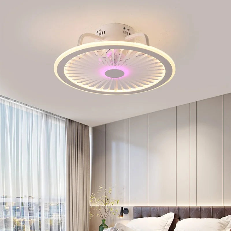 110V / 220V Nordic Simple Bedroom Ceiling Fan Lamp Invisible Restaurant Living Room Children's Room Intelligent Fan Home Decor - vue 2 sur 13
