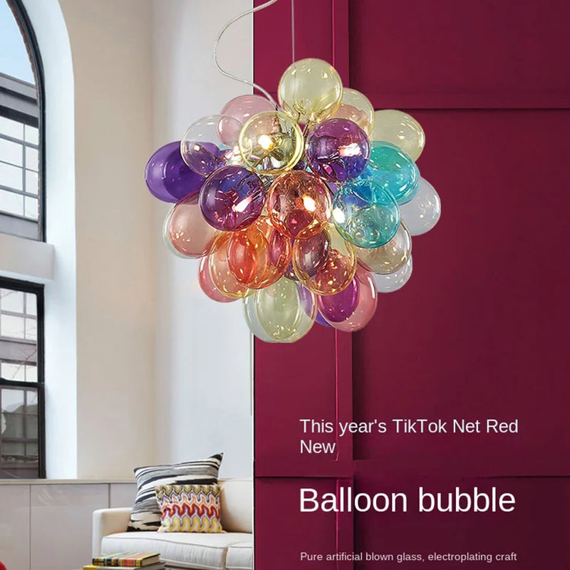 lustre led en boule de verre bulle suspension décoration