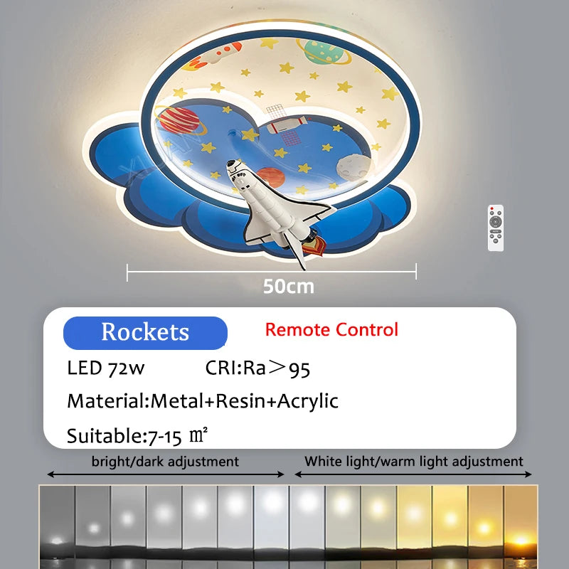 lustre astronaute forme nuage led variateur télécommande protection yeux - vue 9 sur 11