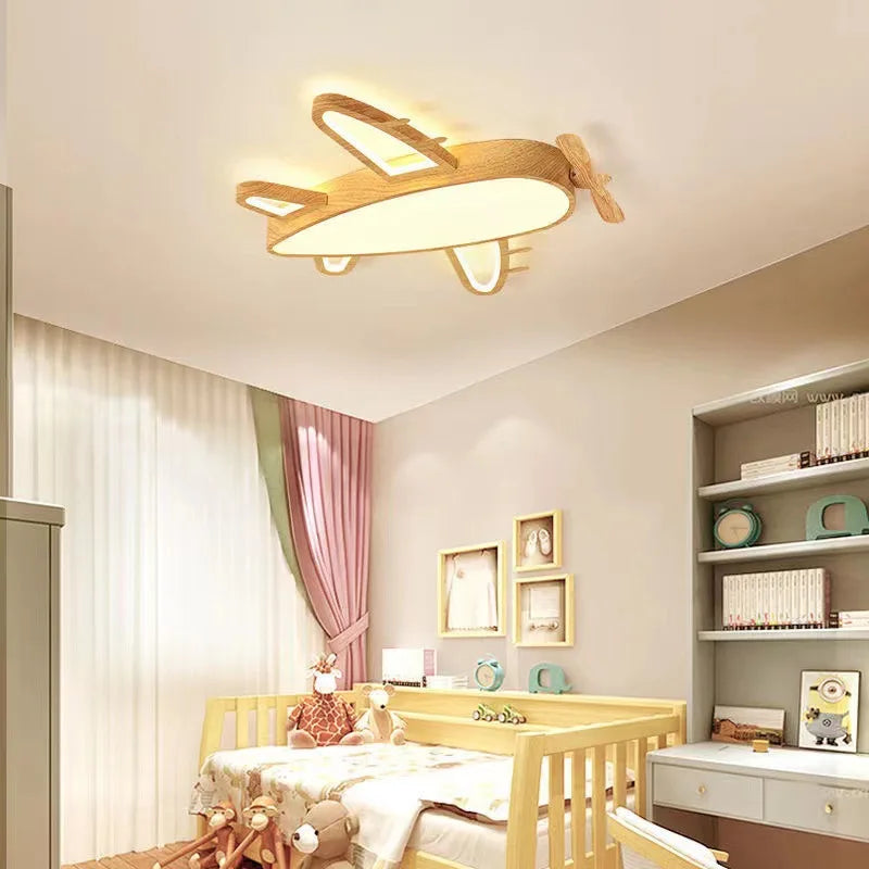 plafonnier en bois massif moderne pour chambre d'enfant romantique - vue 6 sur 10