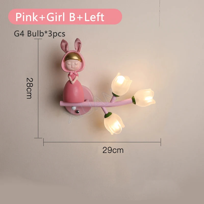 applique murale led g4 fille lapin fleur pour enfants - vue 9 sur 22