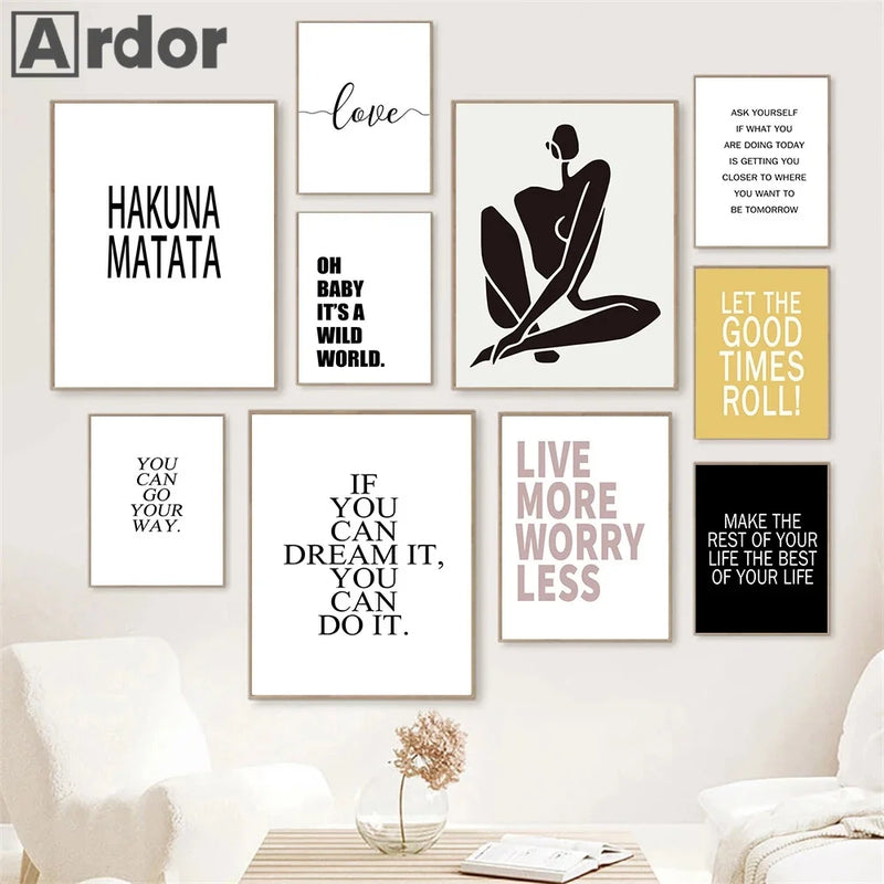 citations de motivation nordiques en typographie pour décoration murale