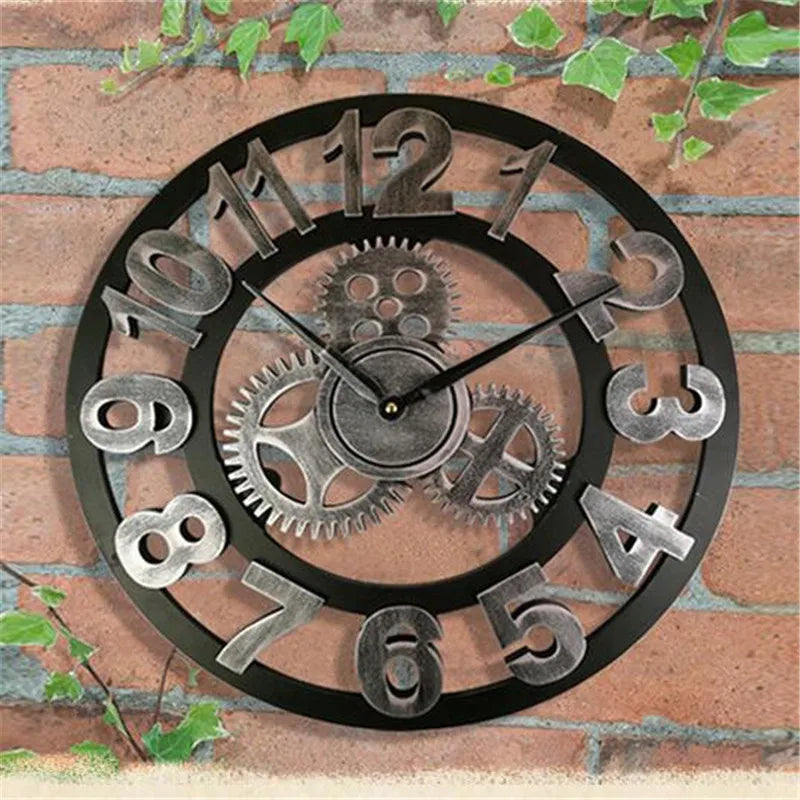 horloge murale rétro en bois style industriel pour décoration artistique - vue 5 sur 10