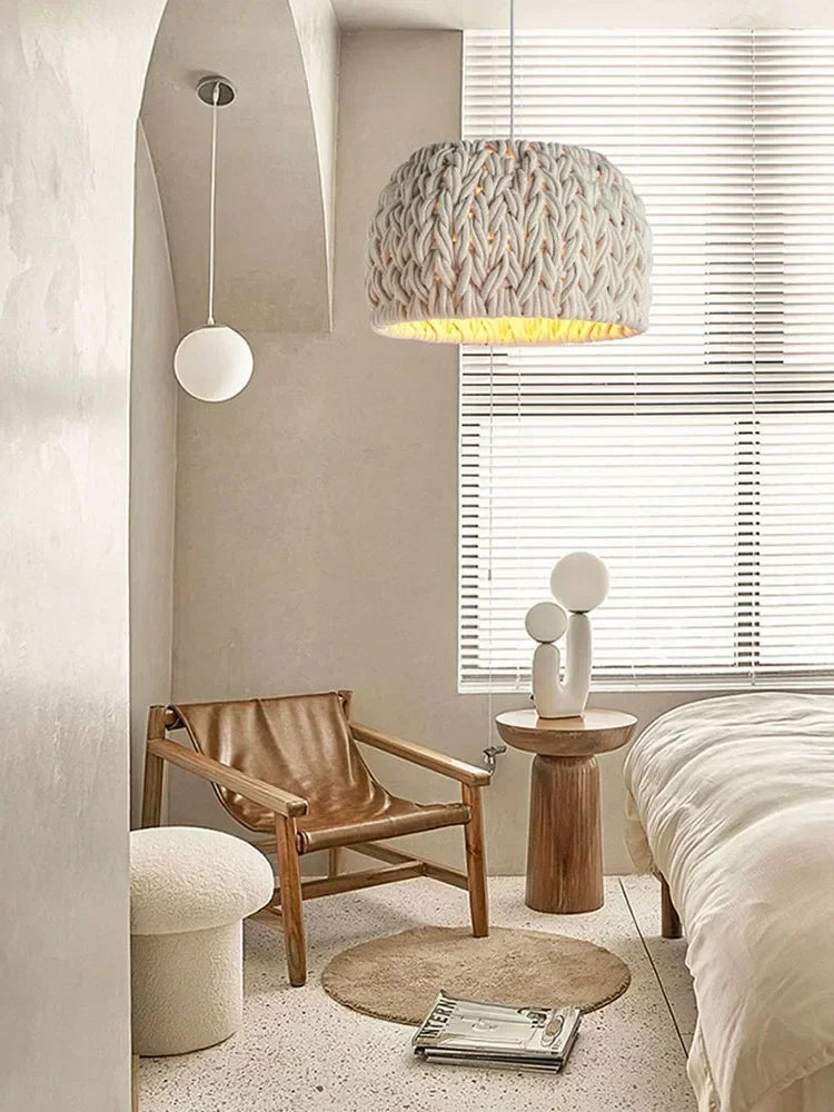 lustre japonais wabi sabi tissé à la main pour intérieur moderne - vue 5 sur 7